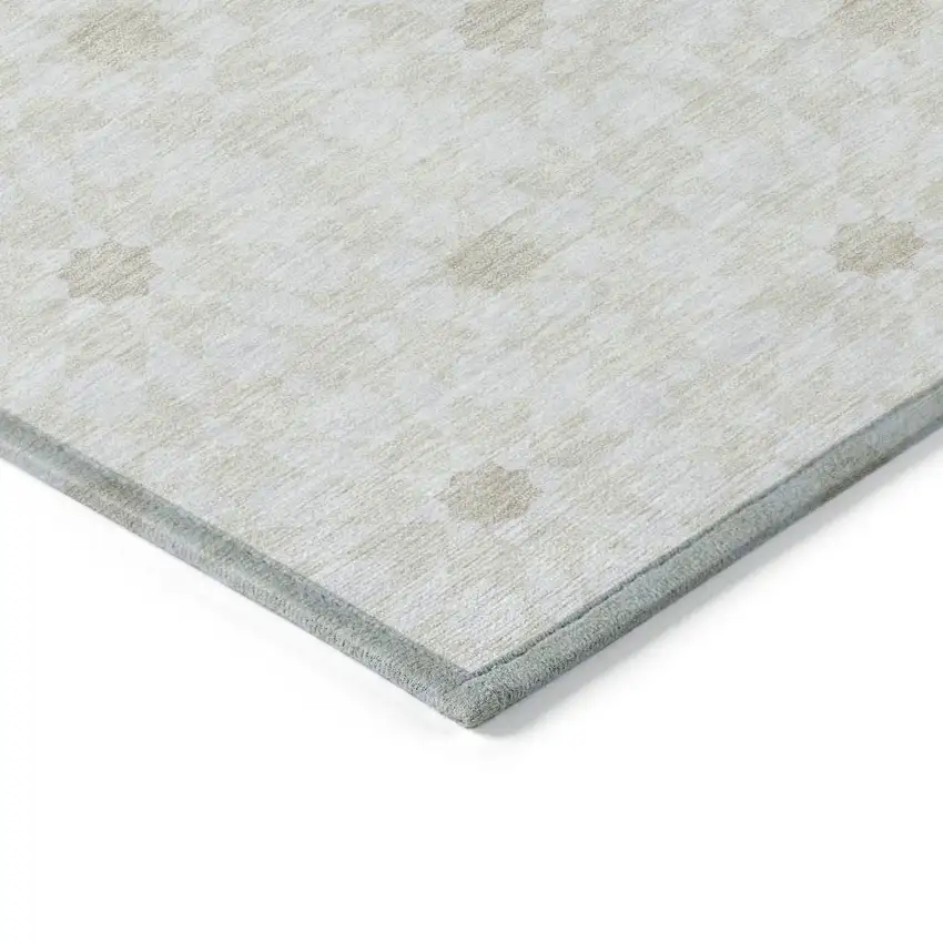 Ivory Beige And Taupe Floral Medallion Washable Indoor Outdoor Area Rug Photo 4
