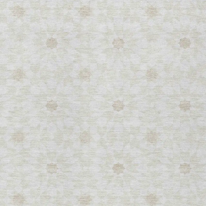 Ivory Beige And Taupe Floral Medallion Washable Indoor Outdoor Area Rug Photo 4