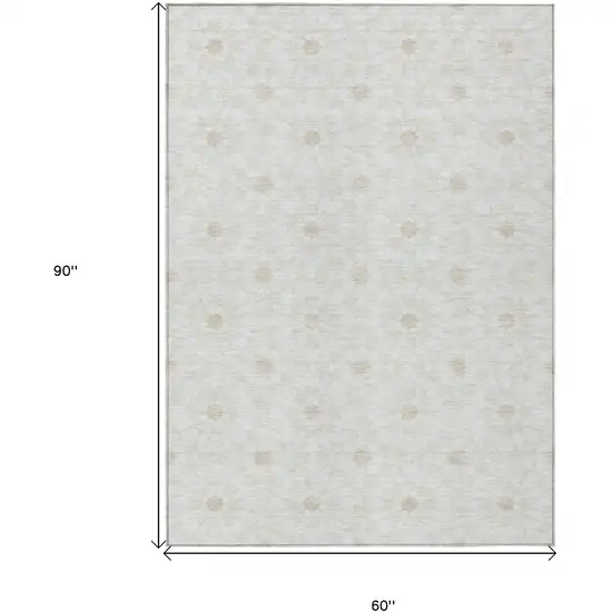 Ivory Beige And Taupe Floral Medallion Washable Indoor Outdoor Area Rug Photo 7