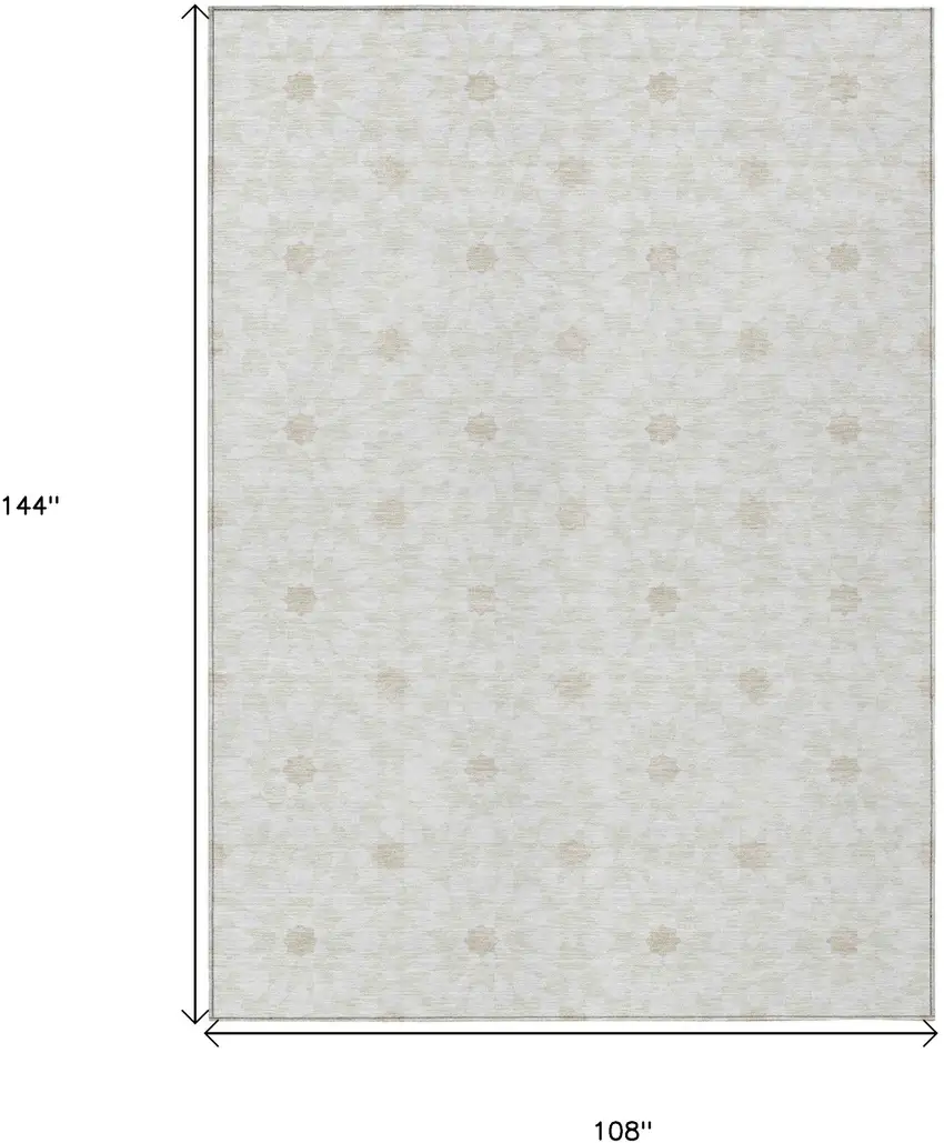 Ivory Beige And Taupe Floral Medallion Washable Indoor Outdoor Area Rug Photo 7