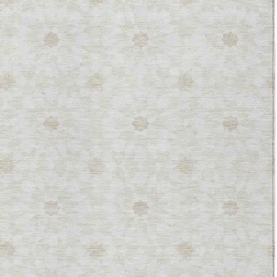 Ivory Beige And Taupe Floral Medallion Washable Indoor Outdoor Area Rug Photo 4