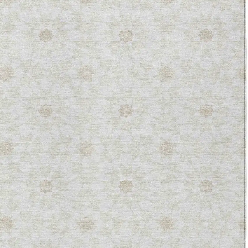 Ivory Beige And Taupe Floral Medallion Washable Indoor Outdoor Area Rug Photo 4