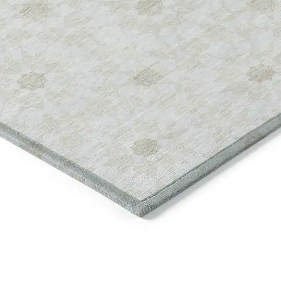 Ivory Beige And Taupe Floral Medallion Washable Indoor Outdoor Area Rug Photo 3