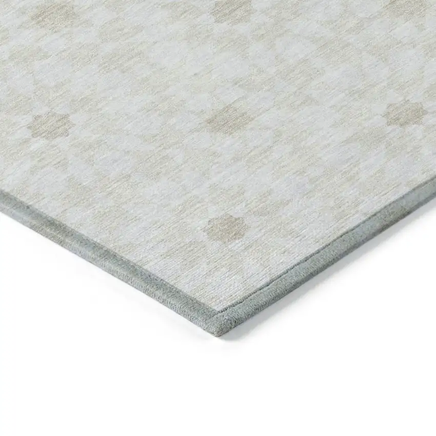 Ivory Beige And Taupe Floral Medallion Washable Indoor Outdoor Area Rug Photo 3