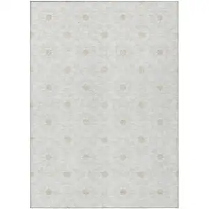 Photo of Ivory Beige And Taupe Floral Medallion Washable Indoor Outdoor Area Rug