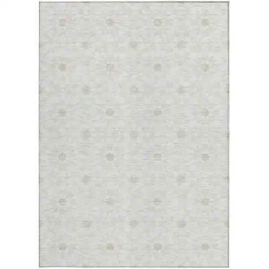 Ivory Beige And Taupe Floral Medallion Washable Indoor Outdoor Area Rug Photo 5