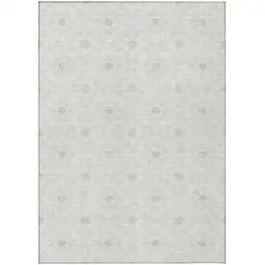 Photo of Ivory Beige And Taupe Floral Medallion Washable Indoor Outdoor Area Rug