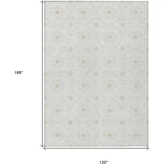 Ivory Beige And Taupe Floral Medallion Washable Indoor Outdoor Area Rug Photo 7