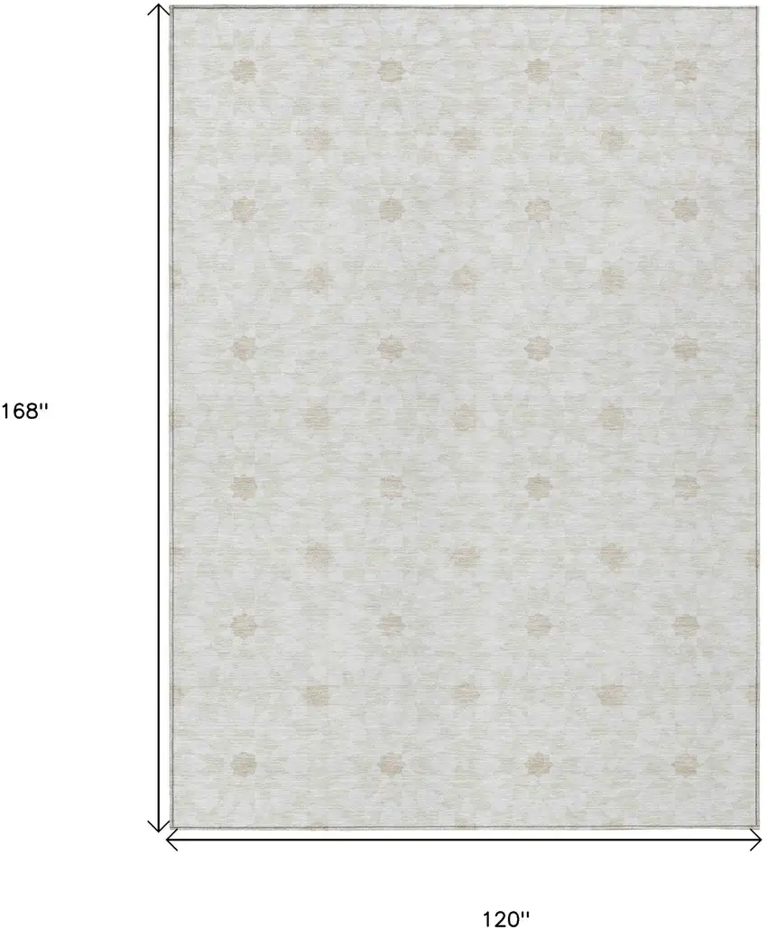 Ivory Beige And Taupe Floral Medallion Washable Indoor Outdoor Area Rug Photo 7
