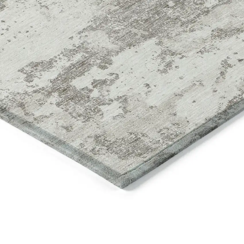 Ivory Beige And Taupe Floral Washable Indoor Outdoor Area Rug Photo 4