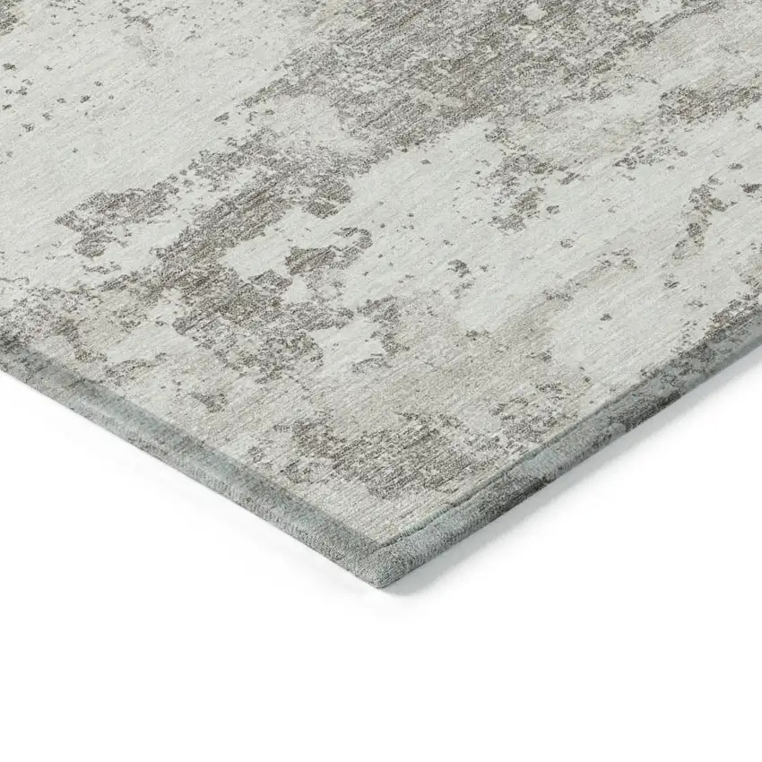 Ivory Beige And Taupe Floral Washable Indoor Outdoor Area Rug Photo 3