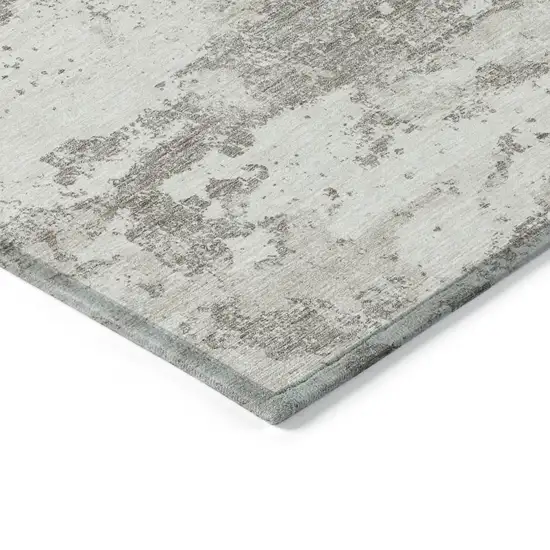 Ivory Beige And Taupe Floral Washable Indoor Outdoor Area Rug Photo 5