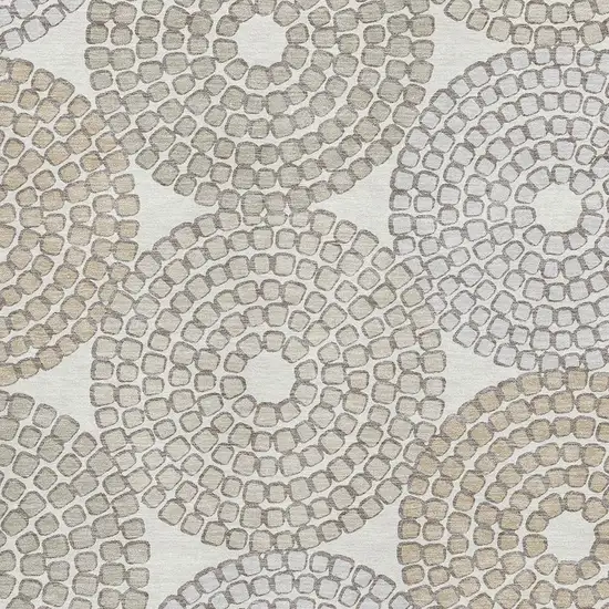 Ivory Beige And Taupe Geometric Washable Area Rug With UV Protection Photo 3