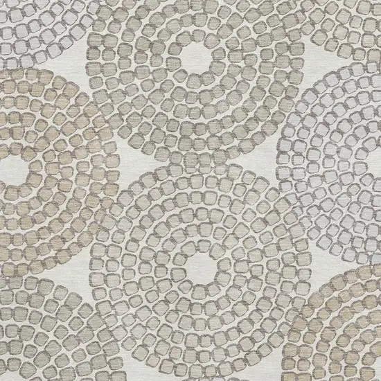 Ivory Beige And Taupe Geometric Washable Area Rug With UV Protection Photo 3