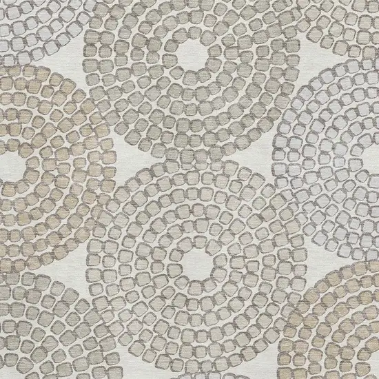 Ivory Beige And Taupe Geometric Washable Area Rug With UV Protection Photo 3