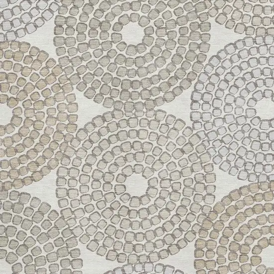 Ivory Beige And Taupe Geometric Washable Area Rug With UV Protection Photo 3