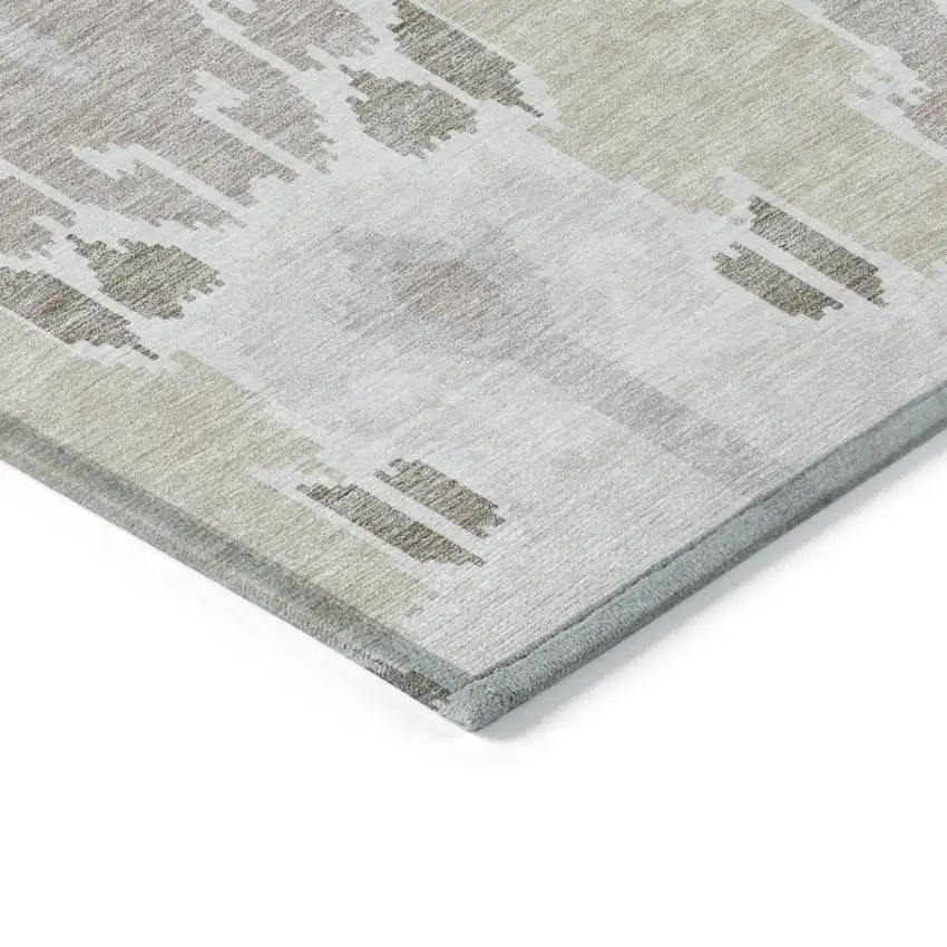 Ivory Beige And Taupe Ikat Washable Indoor Outdoor Area Rug Photo 3