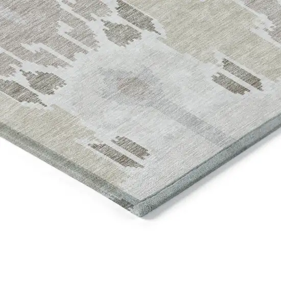 Ivory Beige And Taupe Ikat Washable Indoor Outdoor Area Rug Photo 3