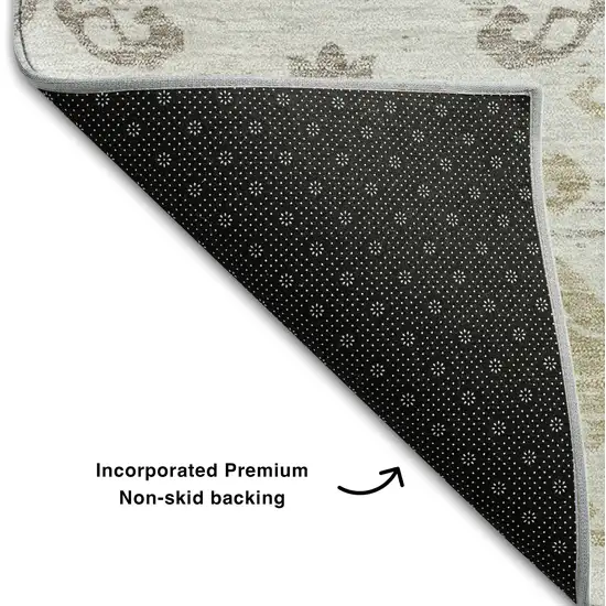 Ivory Beige And Taupe Medallion Washable Area Rug With UV Protection Photo 7