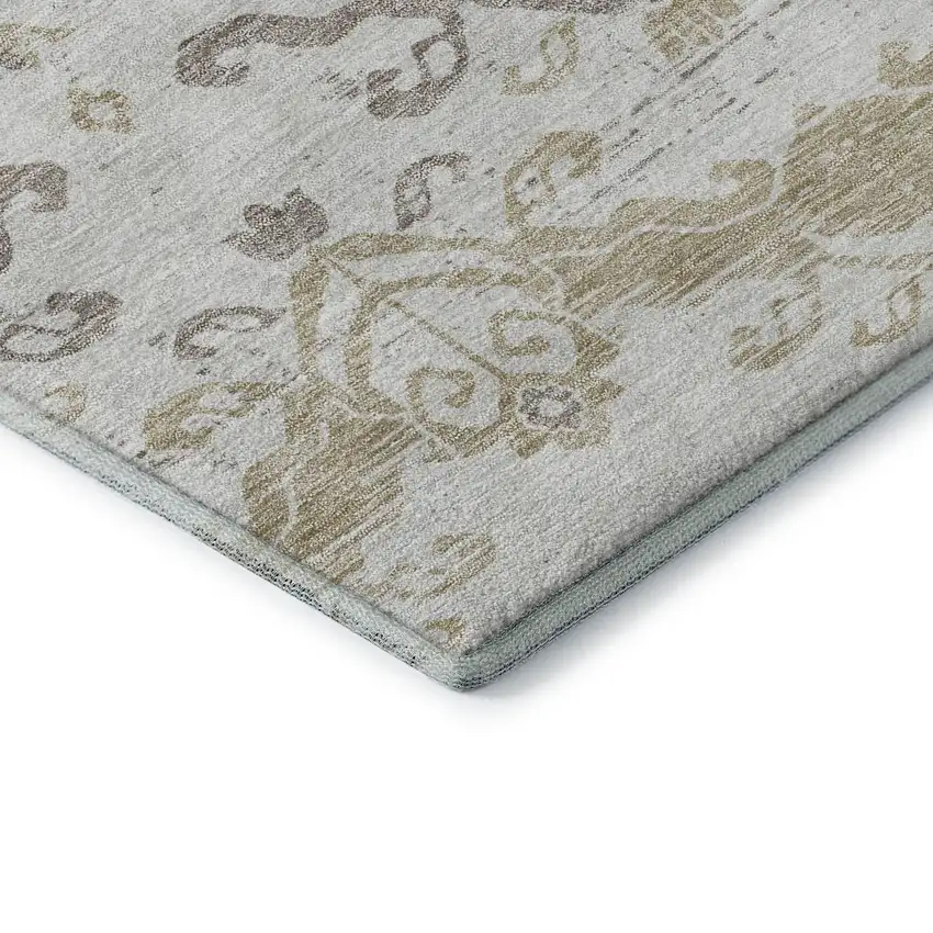 Ivory Beige And Taupe Medallion Washable Area Rug With UV Protection Photo 8
