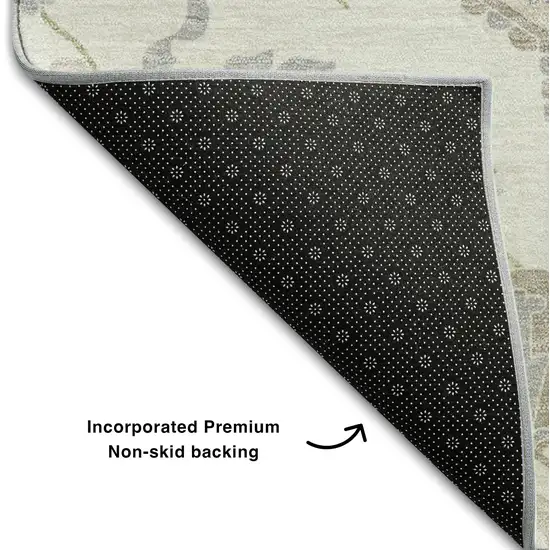 Ivory Beige And Taupe Oriental Washable Area Rug With UV Protection Photo 6