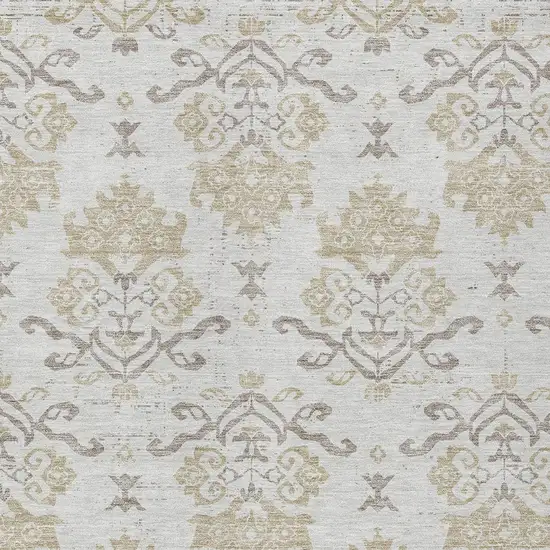 Ivory Beige And Taupe Oriental Washable Indoor Outdoor Area Rug Photo 5