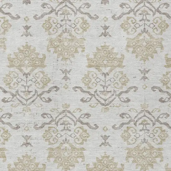 Ivory Beige And Taupe Oriental Washable Indoor Outdoor Area Rug Photo 6
