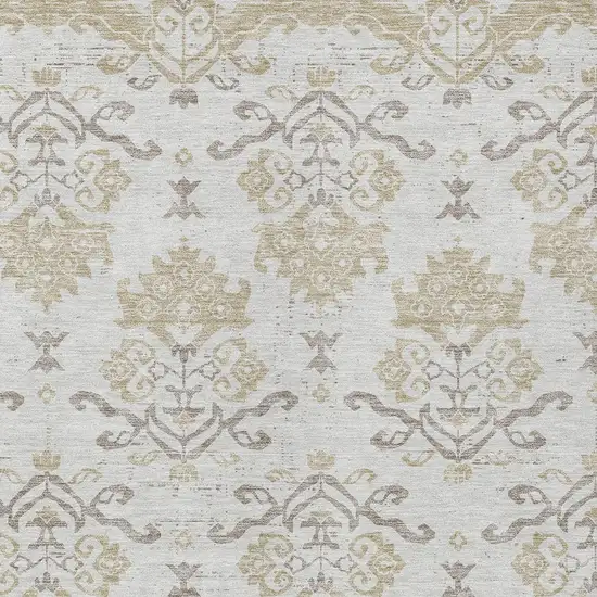 Ivory Beige And Taupe Oriental Washable Indoor Outdoor Area Rug Photo 6