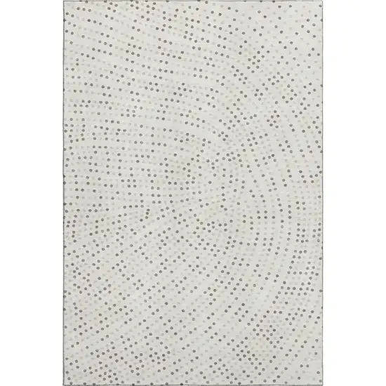Ivory Beige And Taupe Polka Dot Washable Area Rug With UV Protection Photo 6