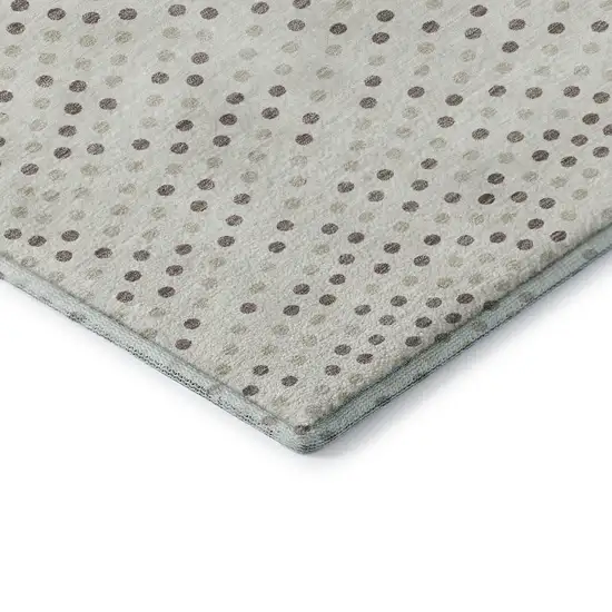 Ivory Beige And Taupe Polka Dot Washable Area Rug With UV Protection Photo 8