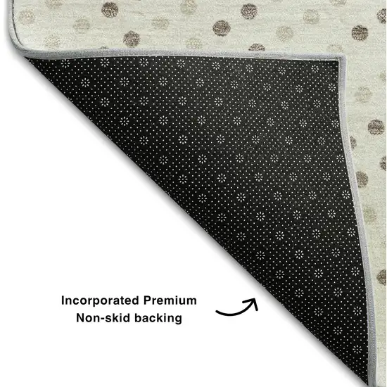 Ivory Beige And Taupe Polka Dot Washable Area Rug With UV Protection Photo 7