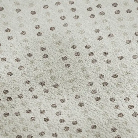 Ivory Beige And Taupe Polka Dot Washable Area Rug With UV Protection Photo 3