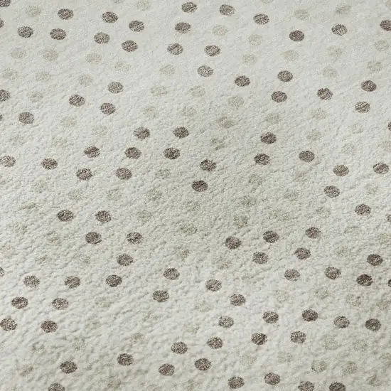 Ivory Beige And Taupe Polka Dot Washable Area Rug With UV Protection Photo 1