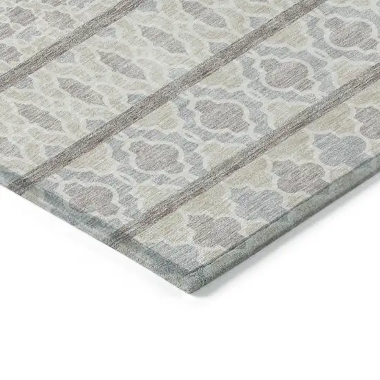 Ivory Beige And Taupe Quatrefoil Washable Indoor Outdoor Area Rug Photo 3