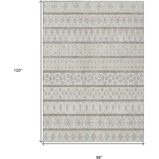 Ivory Beige And Taupe Quatrefoil Washable Indoor Outdoor Area Rug Photo 8