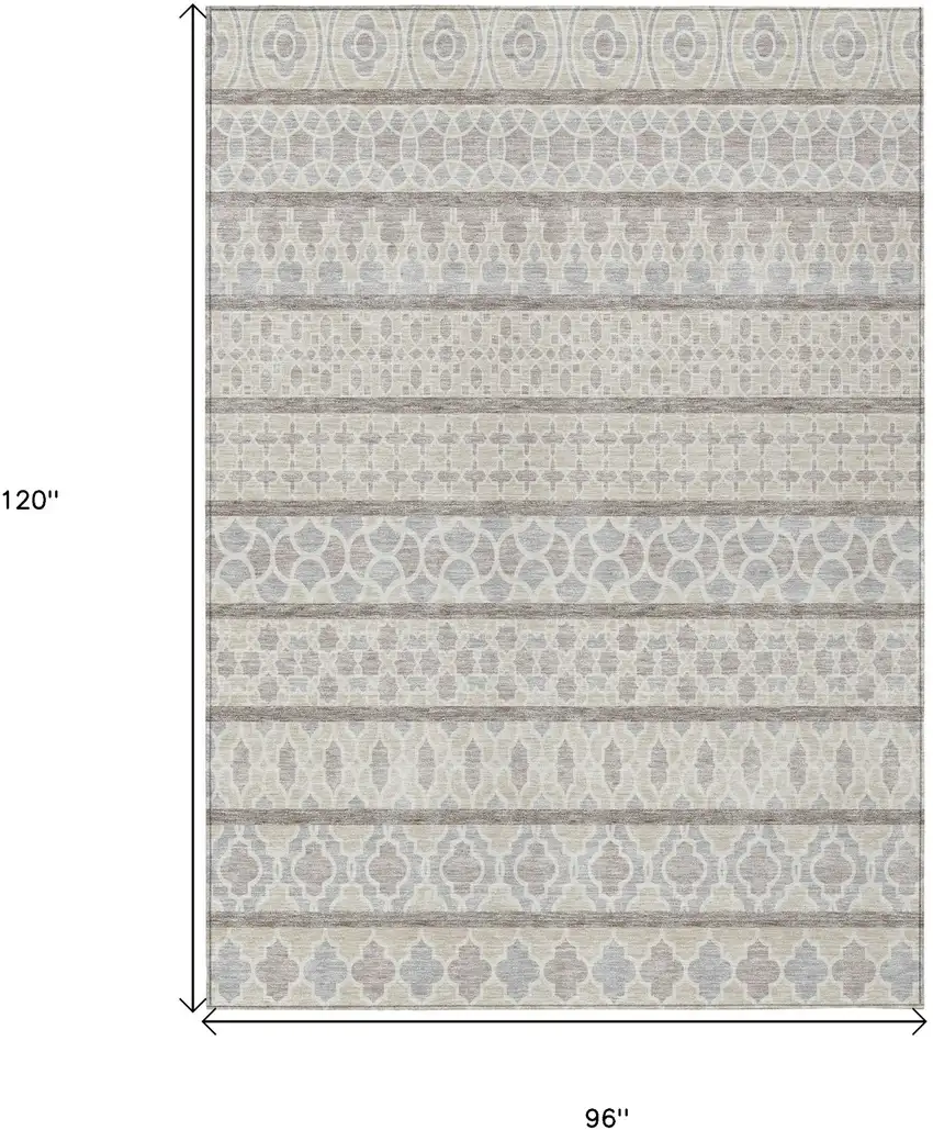 Ivory Beige And Taupe Quatrefoil Washable Indoor Outdoor Area Rug Photo 8