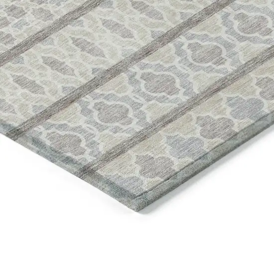 Ivory Beige And Taupe Quatrefoil Washable Indoor Outdoor Area Rug Photo 3