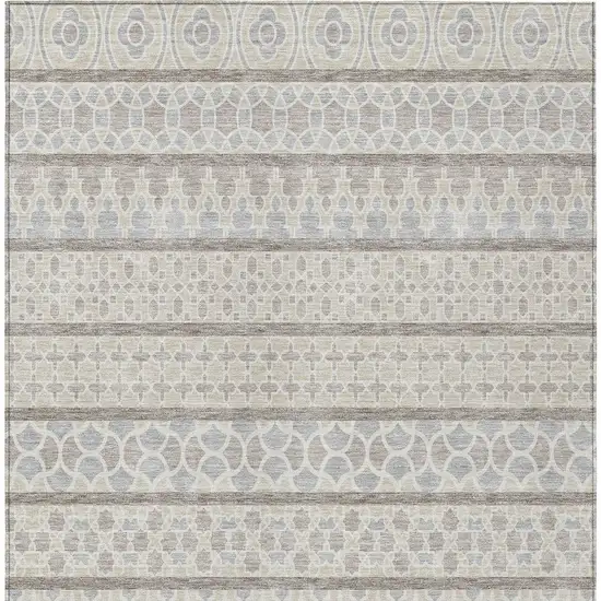 Ivory Beige And Taupe Quatrefoil Washable Indoor Outdoor Area Rug Photo 5