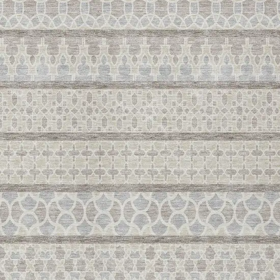 Ivory Beige And Taupe Quatrefoil Washable Indoor Outdoor Area Rug Photo 6