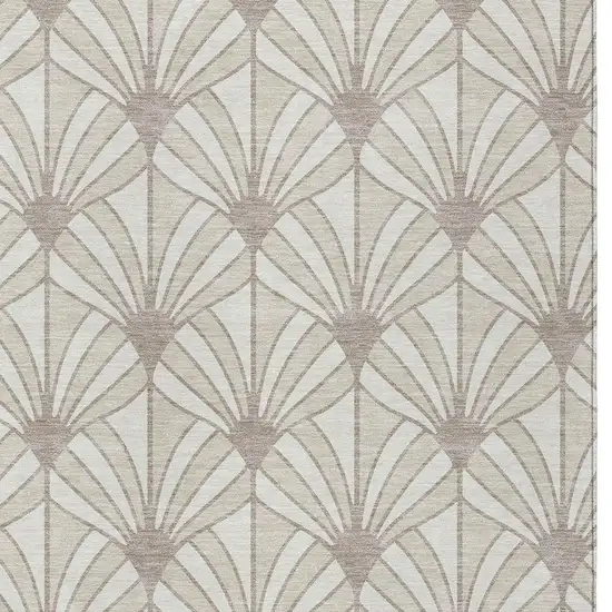 Ivory Beige And Taupe Seashell Washable Indoor Outdoor Area Rug Photo 2