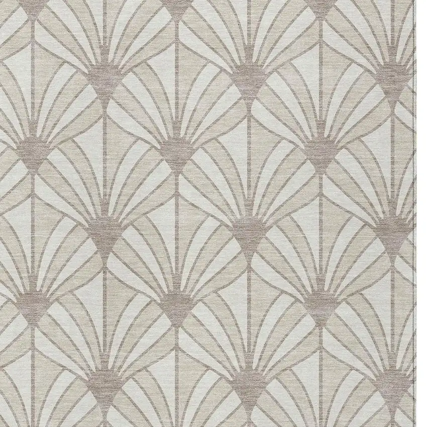 Ivory Beige And Taupe Seashell Washable Indoor Outdoor Area Rug Photo 2