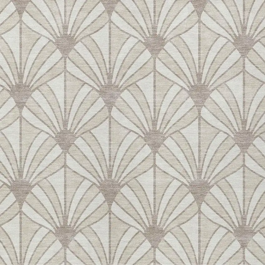 Ivory Beige And Taupe Seashell Washable Indoor Outdoor Area Rug Photo 2