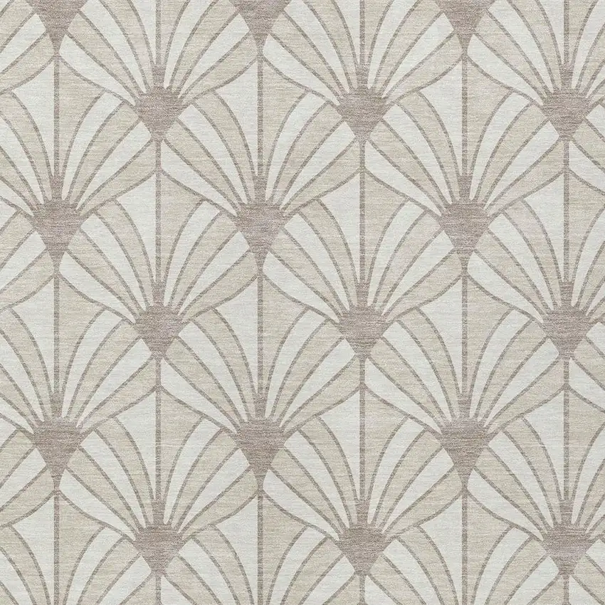 Ivory Beige And Taupe Seashell Washable Indoor Outdoor Area Rug Photo 2