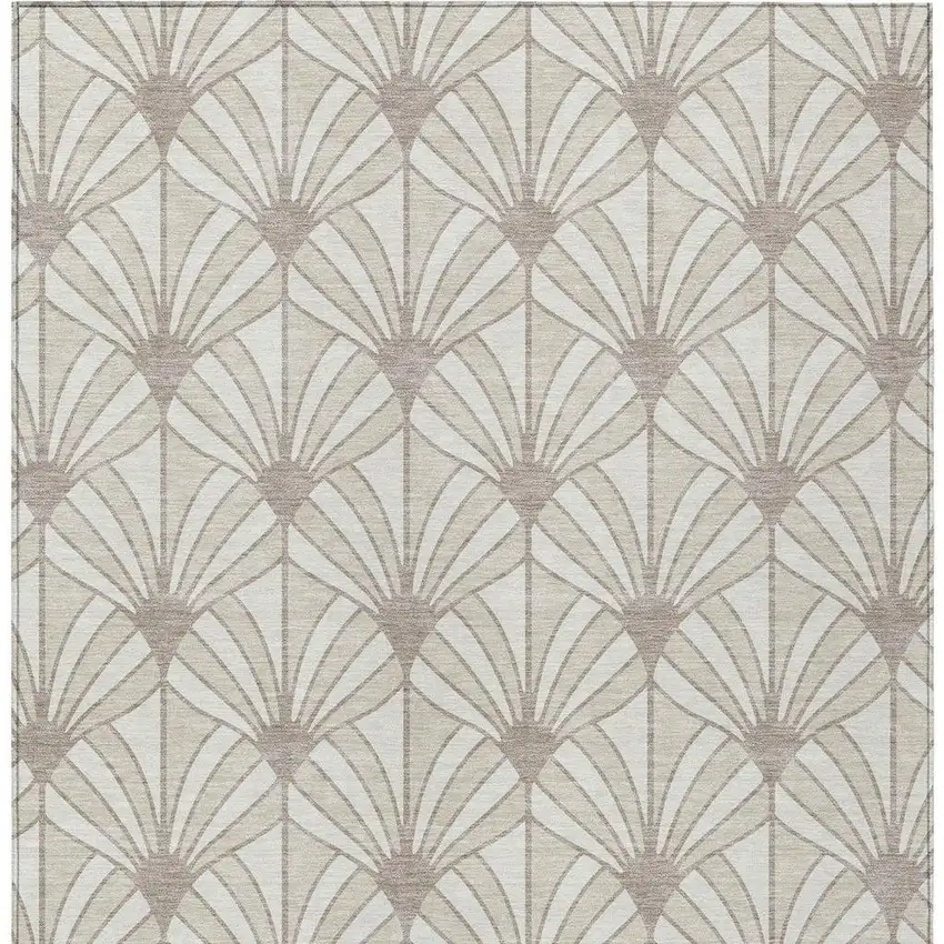 Ivory Beige And Taupe Seashell Washable Indoor Outdoor Area Rug Photo 3