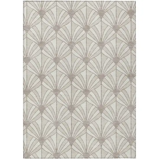 Ivory Beige And Taupe Seashell Washable Indoor Outdoor Area Rug Photo 1