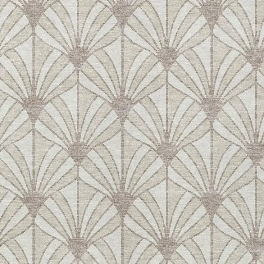 Ivory Beige And Taupe Seashell Washable Indoor Outdoor Area Rug Photo 2