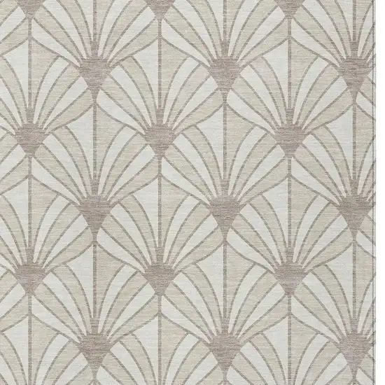 Ivory Beige And Taupe Seashell Washable Indoor Outdoor Area Rug Photo 2