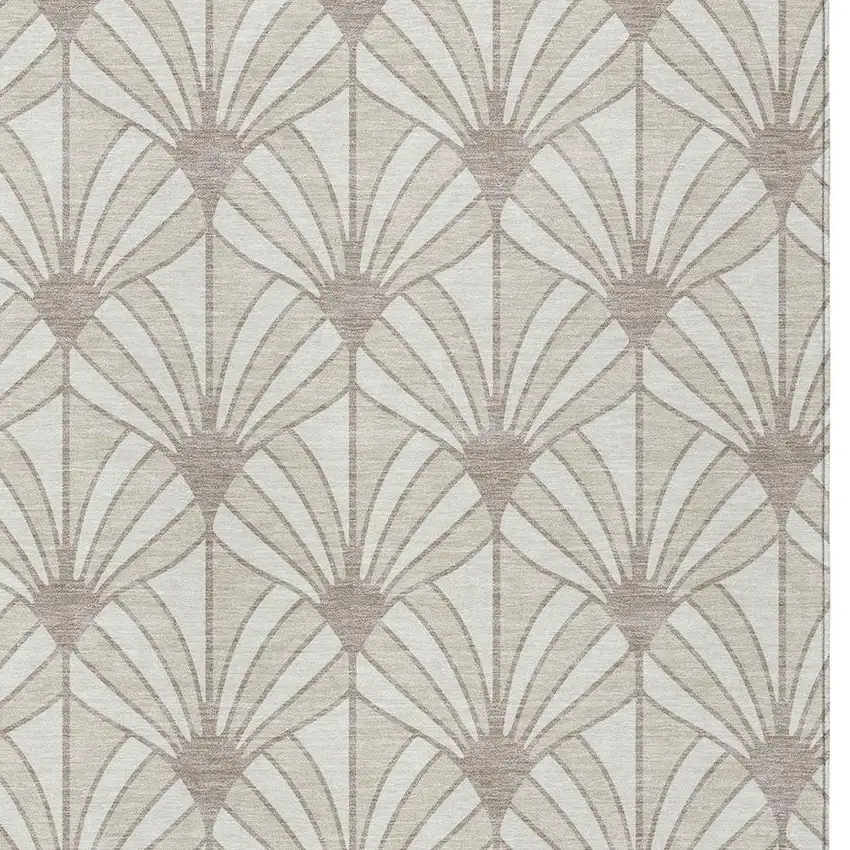 Ivory Beige And Taupe Seashell Washable Indoor Outdoor Area Rug Photo 2