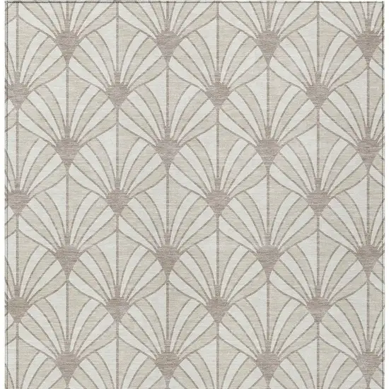 Ivory Beige And Taupe Seashell Washable Indoor Outdoor Area Rug Photo 3
