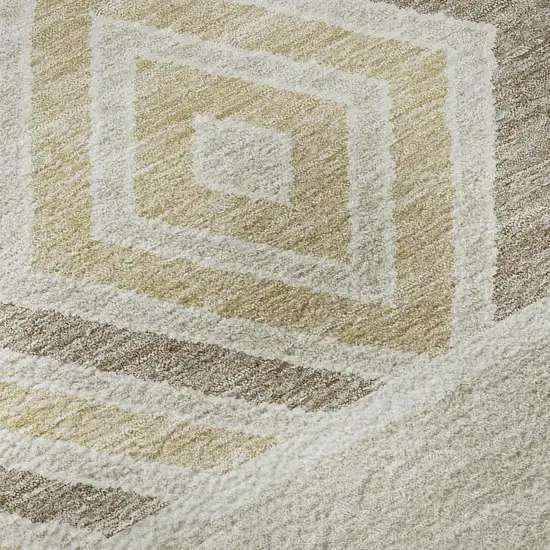 Ivory Beige And Taupe Southwestern Washable Area Rug With UV Protection Photo 9